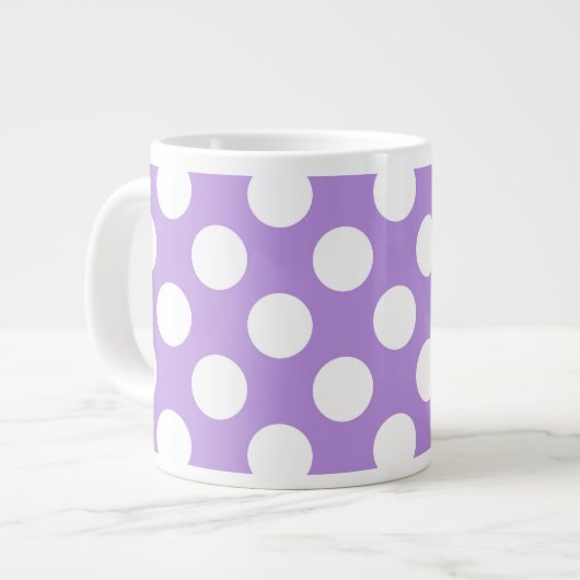 Lila Polka Dots, Polka Dot Pattern, Dots, Dotter Jumbo-Tasse (Vorderseite Links)