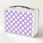 Lila Polka Dots, Polka Dot Pattern, Dots, Dotter Metall Brotdose (Rückseite)