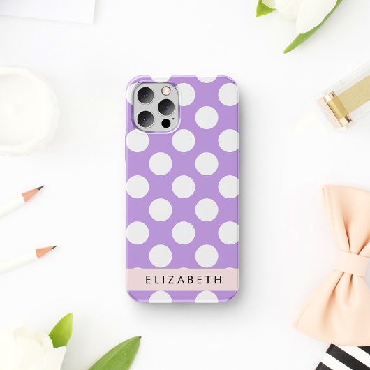 Lila Polka Dots, Polka Dot Pattern, Ihr Name Case-Mate iPhone Hülle