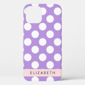 Lila Polka Dots, Polka Dot Pattern, Ihr Name Case-Mate iPhone Hülle (Rückseite)