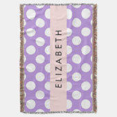 Lila Polka Dots, Polka Dot Pattern, Ihr Name Decke (Vorderseite Vertikal)