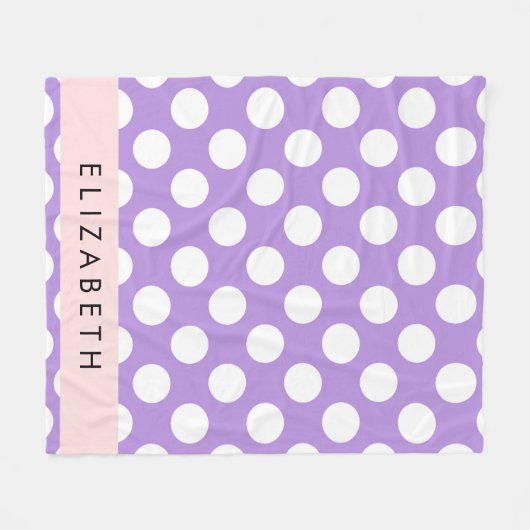 Lila Polka Dots, Polka Dot Pattern, Ihr Name Fleecedecke (Vorderseite (Horizontal))