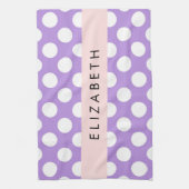 Lila Polka Dots, Polka Dot Pattern, Ihr Name Geschirrtuch (Vertikal)