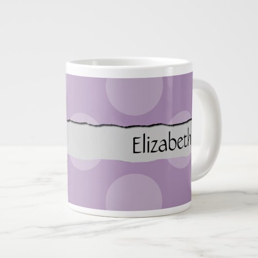 Lila Polka Dots, Polka Dot Pattern, Ihr Name Jumbo-Tasse (Vorderseite Rechts)