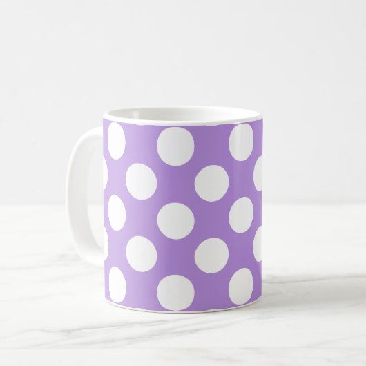 Lila Polka Dots, Polka Dot Pattern, Ihr Name Kaffeetasse (Vorderseite Links)