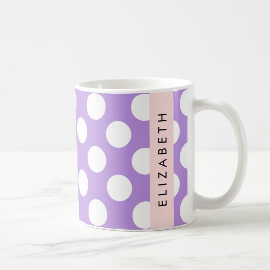 Lila Polka Dots, Polka Dot Pattern, Ihr Name Kaffeetasse (Rechts)