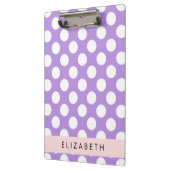 Lila Polka Dots, Polka Dot Pattern, Ihr Name Klemmbrett (Links)