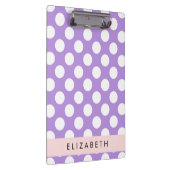 Lila Polka Dots, Polka Dot Pattern, Ihr Name Klemmbrett (Rechts)