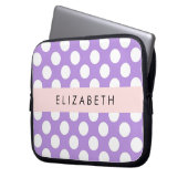 Lila Polka Dots, Polka Dot Pattern, Ihr Name Laptopschutzhülle (Vorderseite Links)