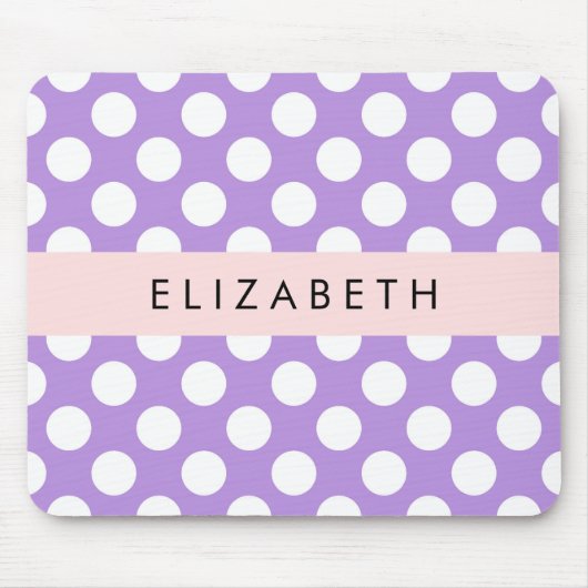 Lila Polka Dots, Polka Dot Pattern, Ihr Name Mousepad (Vorne)