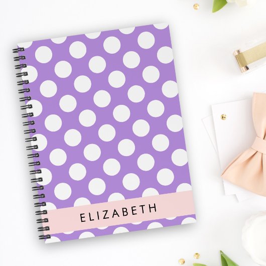 Lila Polka Dots, Polka Dot Pattern, Ihr Name Notizblock