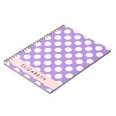 Lila Polka Dots, Polka Dot Pattern, Ihr Name Notizblock (Linke Seite)