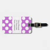 Lila Polka Dots, Polka Dot Pattern, Monogramm Gepäckanhänger (Vorderseite horizontal)