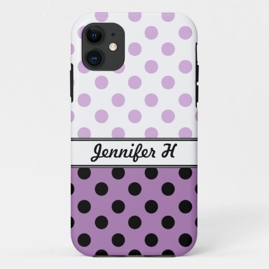 Lila Polka Dots und Black iPhone 5 Fall Case-Mate iPhone Hülle (Rückseite)