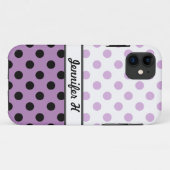 Lila Polka Dots und Black iPhone 5 Fall Case-Mate iPhone Hülle (Rückseite (Horizontal))