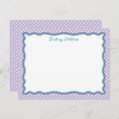 Lila Polka Dots und Wavy Frame Add Name Mitteilungskarte (Vorne/Hinten)