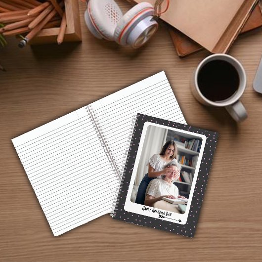 Lila Polka Grandma Foto Notebook Notizblock