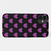 Lila Polka-Herzen auf schwarz Case-Mate iPhone Hülle (Rückseite (Horizontal))