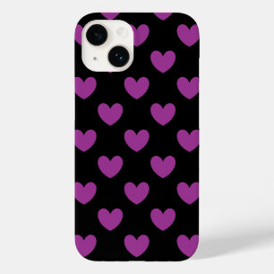 Lila Polka-Herzen auf schwarz Case-Mate iPhone 14 Hülle