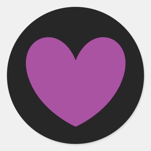 Lila Polka-Herzen auf schwarz Runder Aufkleber (Vorderseite)