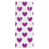 Lila Polka-Herzen auf Weiß Geschenktüte Für Weinflaschen (Rückseite)