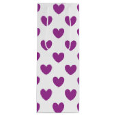 Lila Polka-Herzen auf Weiß Geschenktüte Für Weinflaschen (Vorderseite)