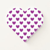 Lila Polka-Herzen auf Weiß Notizblock (Rückseite)