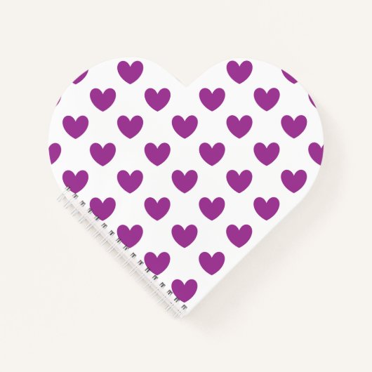 Lila Polka-Herzen auf Weiß Notizblock (Vorderseite)