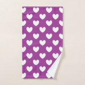 Lila Polka-Herzen Badhandtuch Set (Handtuch)