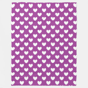 Lila Polka-Herzen Fleecedecke