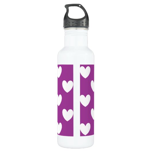 Lila Polka-Herzen Trinkflasche (Rückseite)
