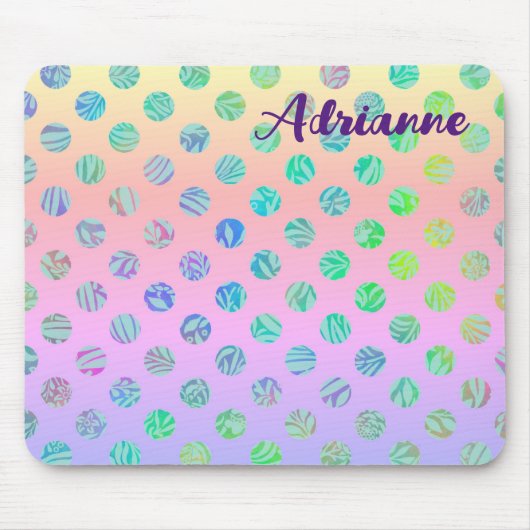 Lila Polka Muster Boho Name Mouse Pad Mousepad (Vorne)