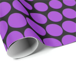 Lila Polka-Punkt-modernes Schwarzes Geschenkpapier
