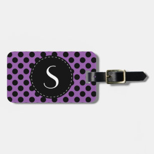 Lila Polka-Punkt-Monogramm personalisiert Gepäckanhänger
