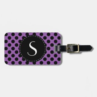 Lila Polka-Punkt-Monogramm personalisiert Gepäckanhänger
