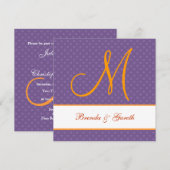 Lila Polka-Punkt-Muster-Monogramm, das Z209 Einladung (Vorne/Hinten)