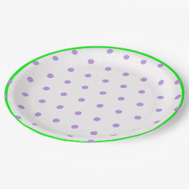 Lila Polka-Punkte grün Pappteller