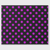 Lila Polka-Punkte im Schwarzen Hintergrund Geschenkpapier (Flach)
