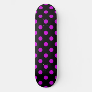 Lila Polka-Punkte im Schwarzen Hintergrund Skateboard