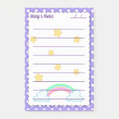 Lila Polka-Punkte, niedliche Sterne & Regenbogen 4 Post-it Klebezettel (Vorderseite)
