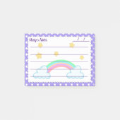 Lila Polka-Punkte, niedliche Sterne & Regenbogen 4 Post-it Klebezettel (Vorderseite)