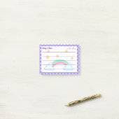 Lila Polka-Punkte, niedliche Sterne & Regenbogen 4 Post-it Klebezettel (Auf Schreibtisch)