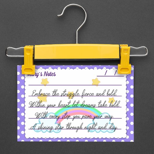 Lila Polka-Punkte, niedliche Sterne & Regenbogen 4 Post-it Klebezettel