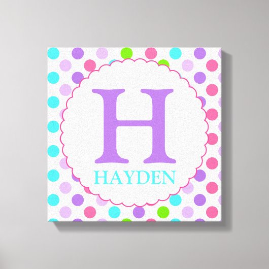Lila Polka-Punkte und ursprüngliche Wanddekoration Leinwanddruck (Vorderseite)
