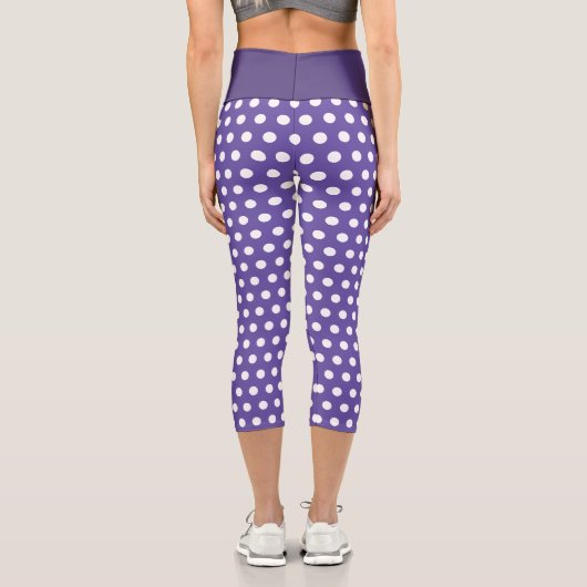 Lila Polka-Punktmuster Capri Leggings (Rückseite)