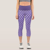 Lila Polka-Punktmuster Capri Leggings (Vorderseite)