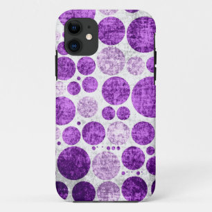 Lila Polkapunkte nahtloser Grungewandhintergrund iPhone 11 Hülle