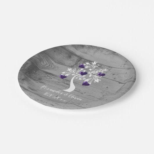 Lila Polterabend-Papierplatte Pappteller (Schrägansicht)