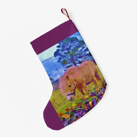 Lila Ponies Christmas Horse Kleiner Weihnachtsstrumpf (Rückseite (Hängend))