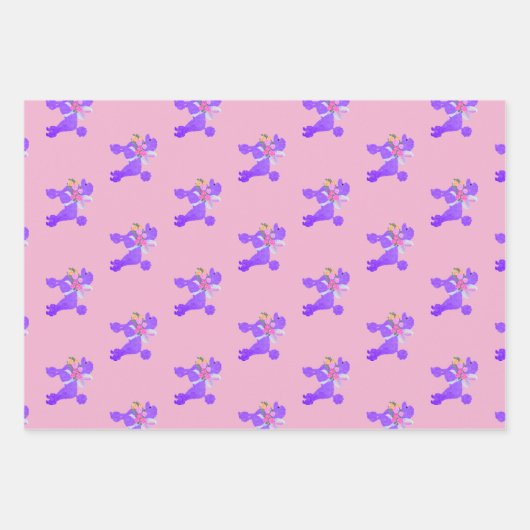 Lila Poodle Geschenkpapier Set (Vorderseite 2)